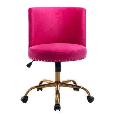 Fuchsia Velvet Seat Office Chair without Arms