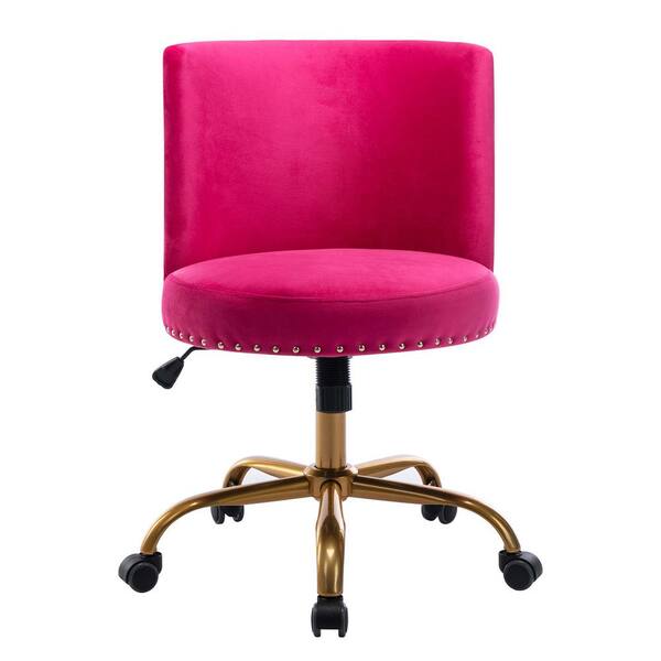 wetiny Fuchsia Velvet Seat Office Chair without Arms