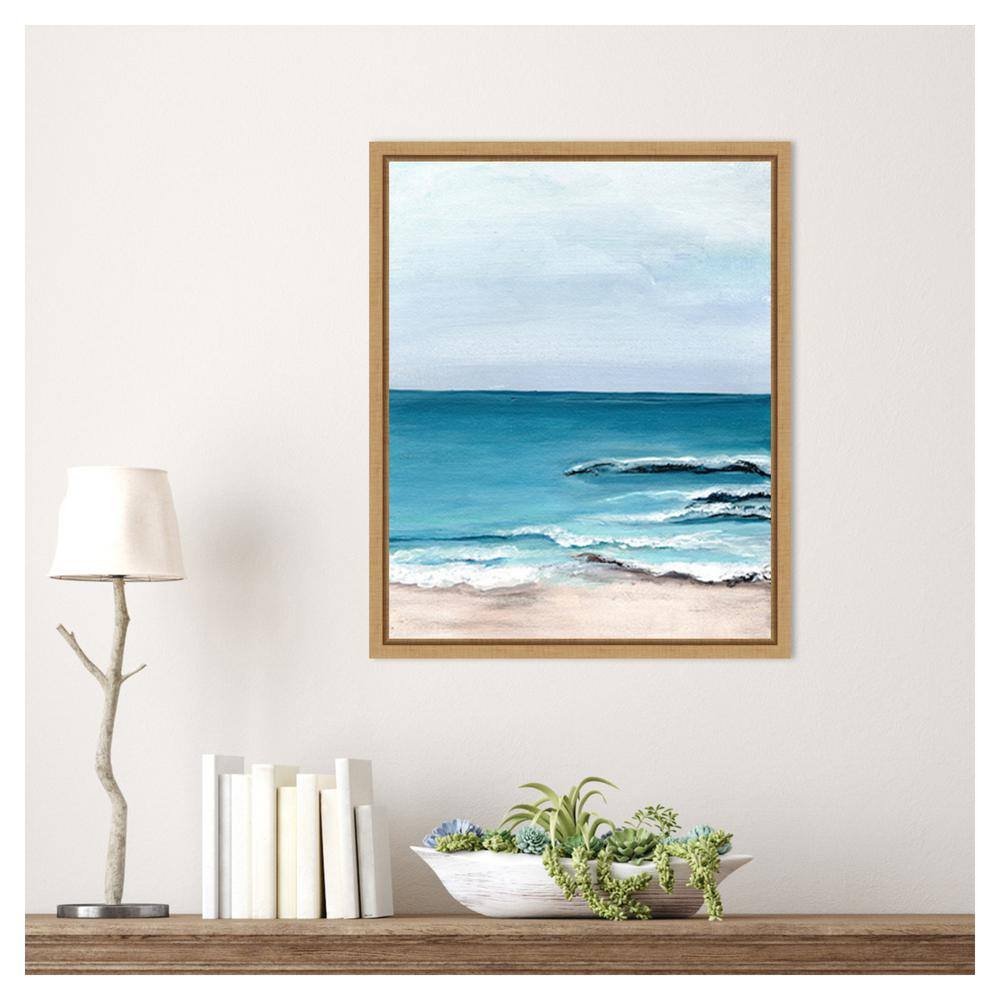 Oceanside View I Scenic Coastal Canvas Print with Maple Frame