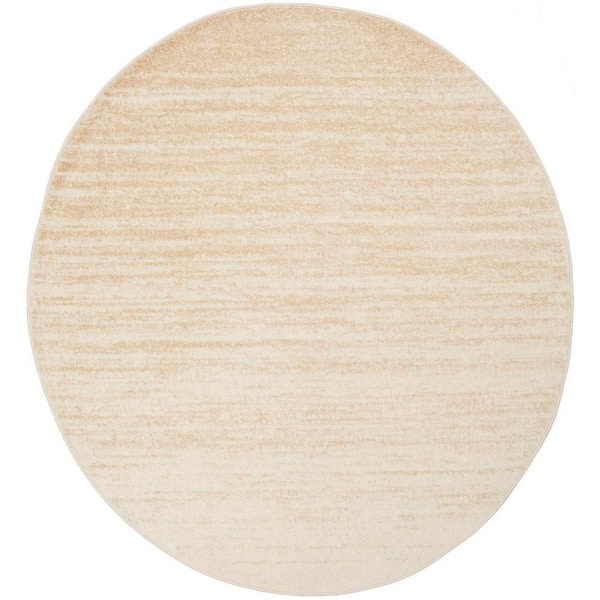 Adirondack Champagne/Cream 6 ft. x 8 ft. Solid Color Striped Oval Area Rug