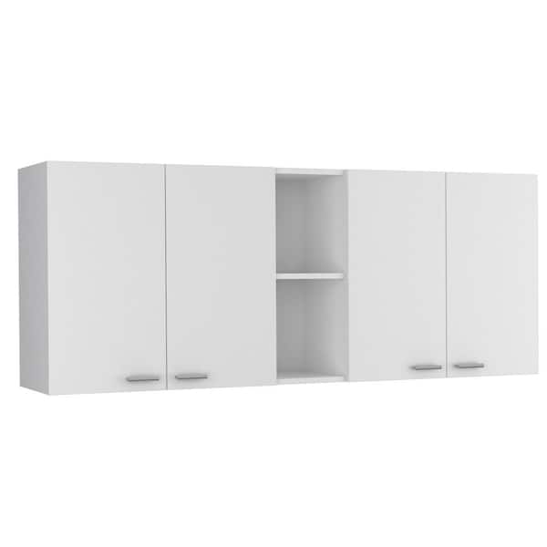 Aoibox 59 in. W x 12.4 in. D x 23.6 in. H Black Ready to Assemble Wall Mount Upper Base Kitchen Cabinet w/ 2-Doors, Shelves