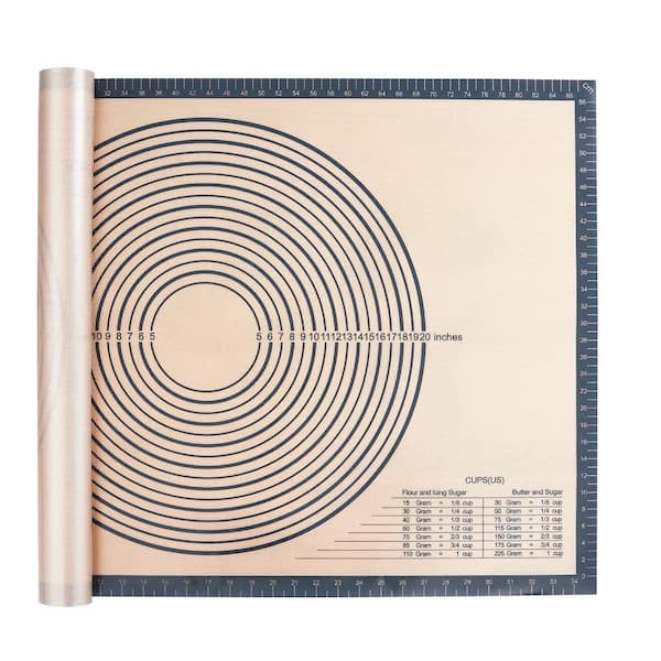 24 x 36 in. Silicone Gray Pastry Mat Nonstick Non-slip Baking Surface with Measurements for Dough Rolling