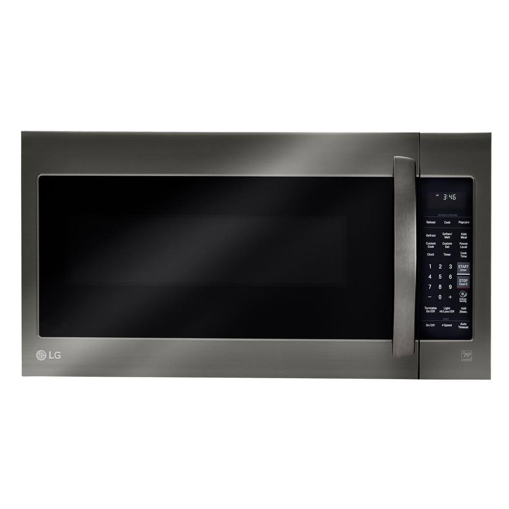 Lg Electronics 2 0 Cu Ft Over The Range Microwave In Black Stainless Steel With Easyclean And Sensor Cook Lmv31bd The Home Depot