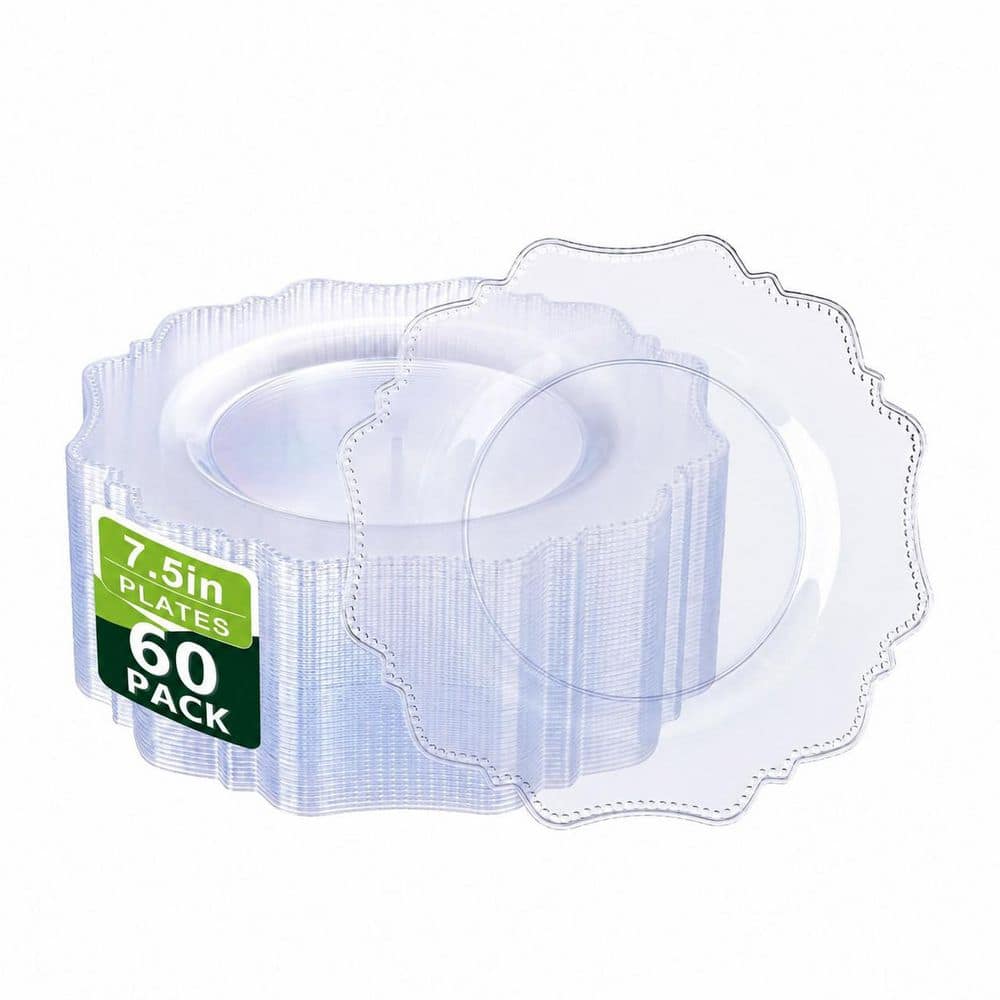 60-Pack 7.5 in Clear Heavy-Duty Plastic Dessert Plates for Parties Weddings and Everyday Serving 60pcs price history on PriceWatchPro