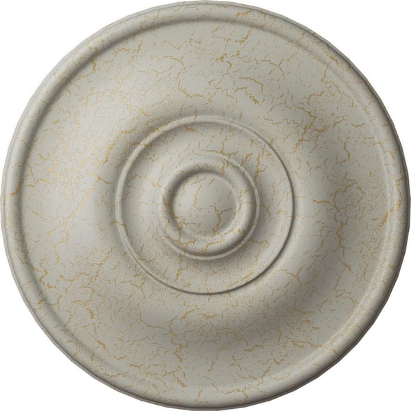 Ekena Millwork 3/8 in. x 11-3/4 in. x 11-3/4 in. Polyurethane Jefferson Ceiling Medallion, Pot of Cream Crackle