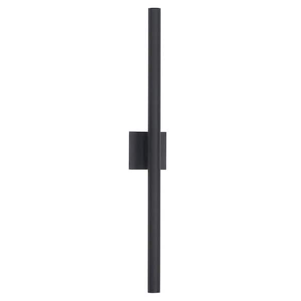 35 in. Black Cylinder Linear Outdoor Waterproof Integrated LED Triac Dimmable Wall Sconces, LED 3000K Porch Light