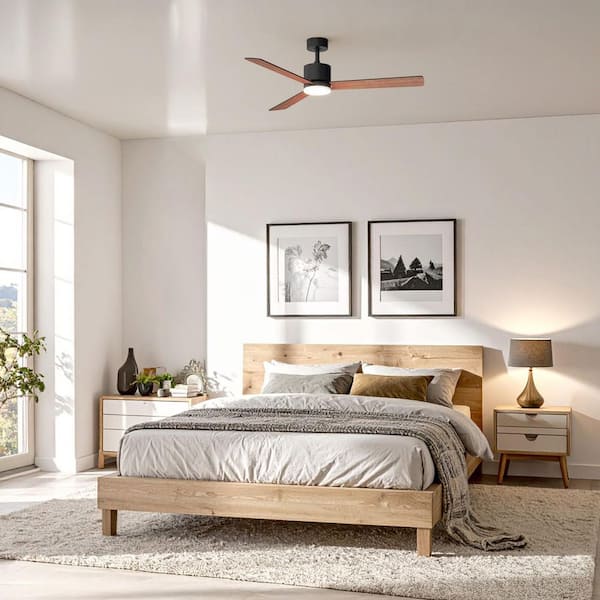 Orla 52 in. Quiet Indoor Matte Black Ceiling Fan with LED Light kit and Remote Control