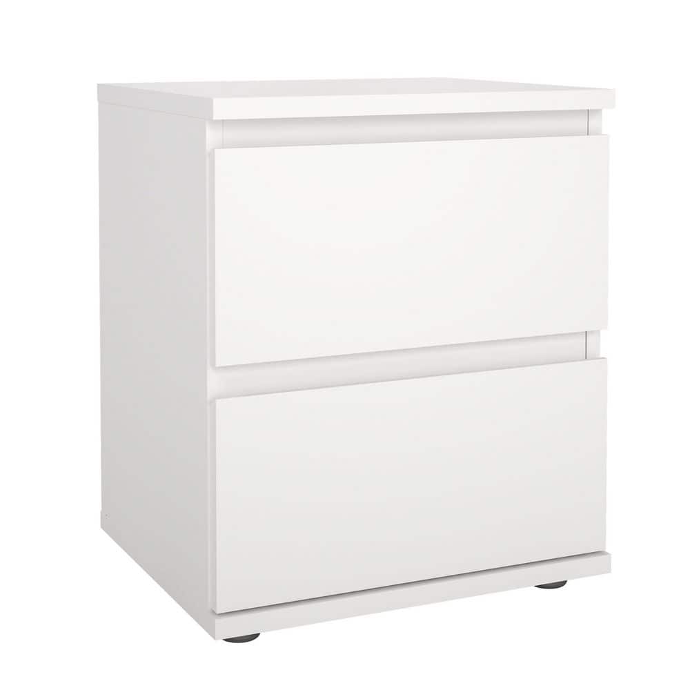 Aurora White 2-Drawer Engineered Wood Nightstand