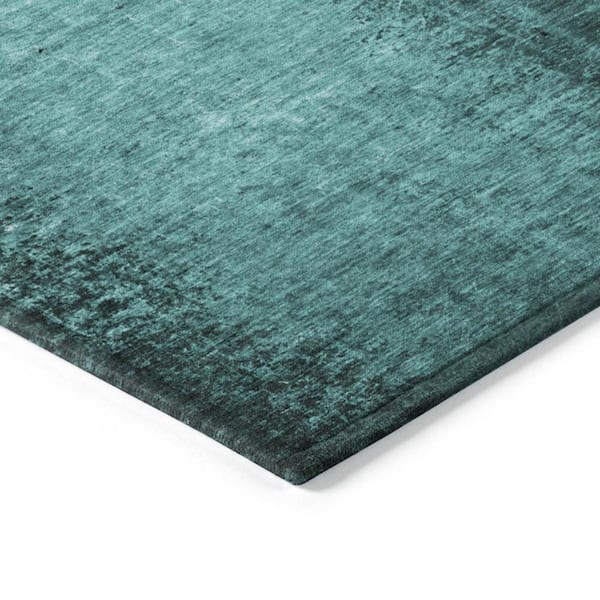 Teal 2 ft. x 8 ft. Woven Abstract Runner Indoor/Outdoor Area Rug