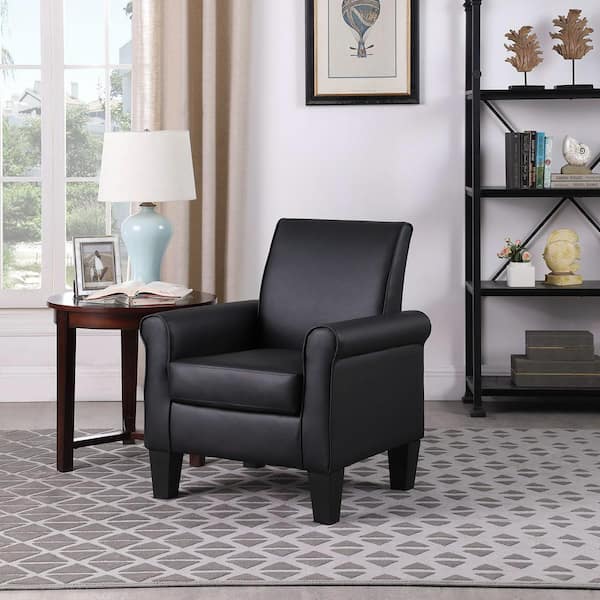 DAZONE Faux Leather 30 in. Wide Armchair Black