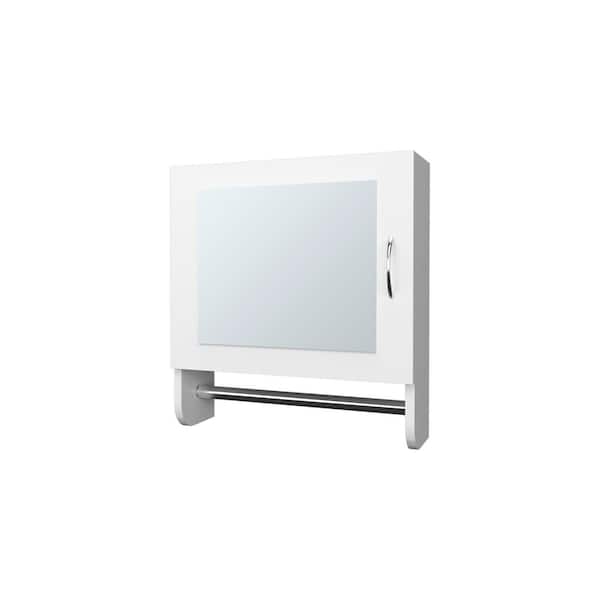 17.7 in. W x 19.7 in. H Rectangular Particle Board Surface Mount Medicine Cabinet with Mirror and Towel Bar in White