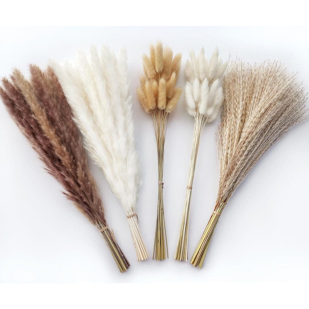 Boho Pampas Grass Decor 100-Pieces Natural Dried Reed Grass and