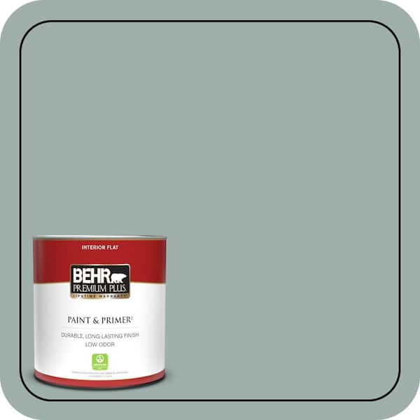 BEHR PREMIUM PLUS 1 qt. #490F-4 Gray Morning Flat Low Odor Interior Paint & Primer