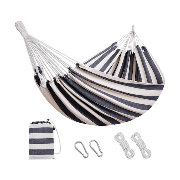 ITOPFOX 10.5 ft. Portable Hammock Bed Hammock with Carry Bag in Blue White