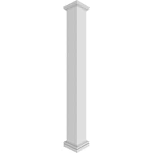 7-5/8 in. x 10 ft. Premium Square Non-Tapered, Smooth PVC Column Wrap Kit, Tuscan Capital and Base