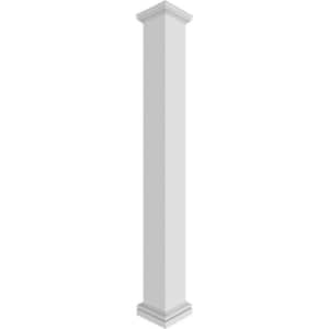 11-5/8 in. x 10 ft. Premium Square Non-Tapered, Smooth PVC Column Wrap Kit, Tuscan Capital and Base