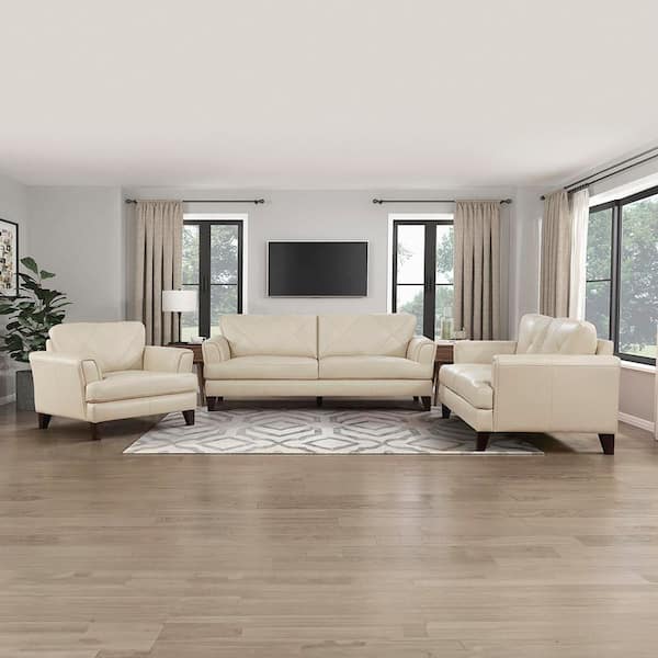 Lazzara Marie 88 in. W Straight Arm Leather Rectangle 3-Piece
