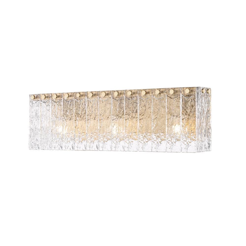 Glacier 24 in. 3 Light Modern Gold Vanity Light with Clear Glass Shades