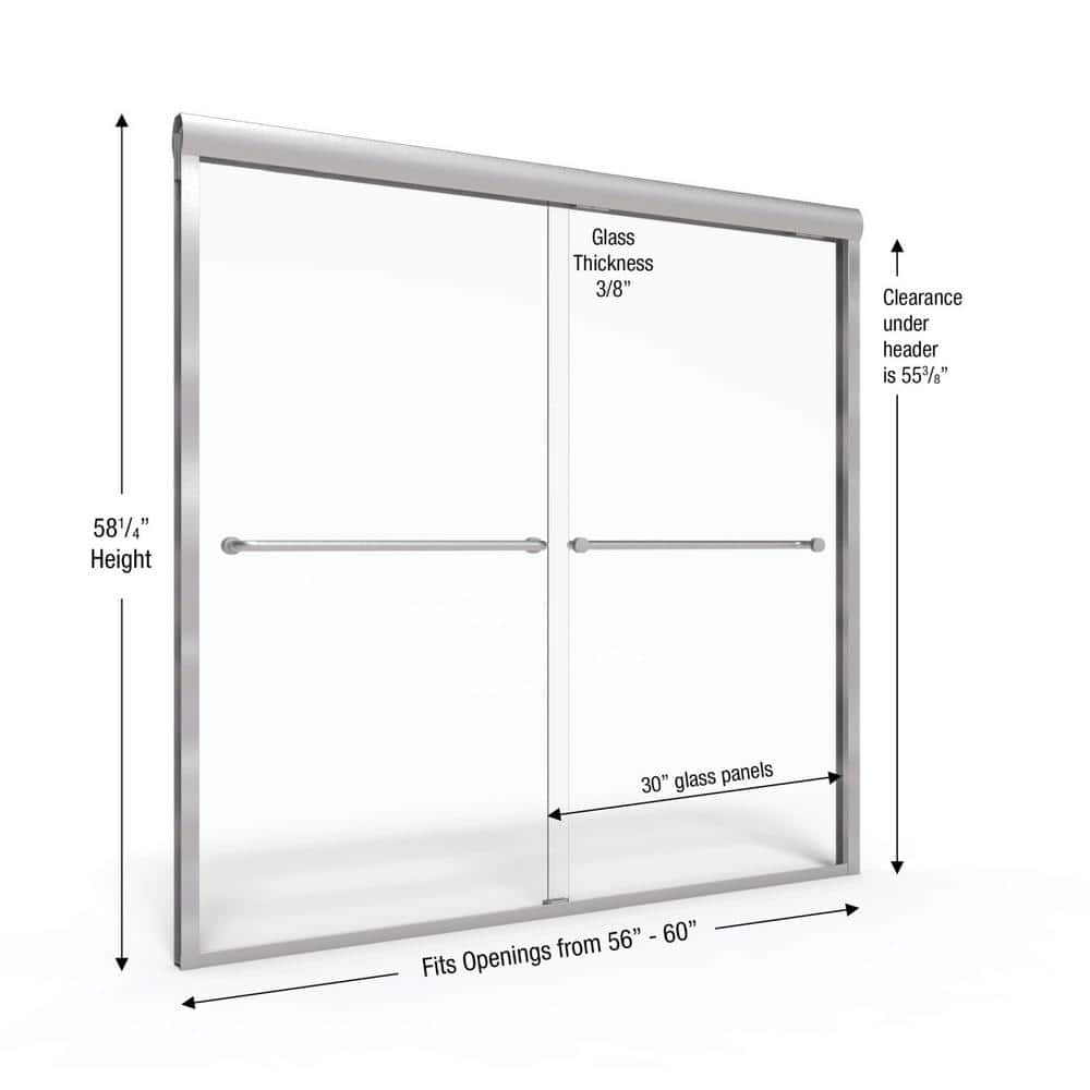 Celesta 60" x 58.25" Brushed Nickel Semi-Frameless Sliding Tub Door