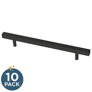 Simple Square Bar 6-5/16 in. (160 mm) Modern Matte Black Cabinet Drawer Pulls (10-Pack)