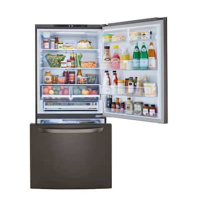 25.50 cu. ft. Bottom Freezer Refrigerator in PrintProof Black Stainless Steel with Filtered Ice and Smart Cooling