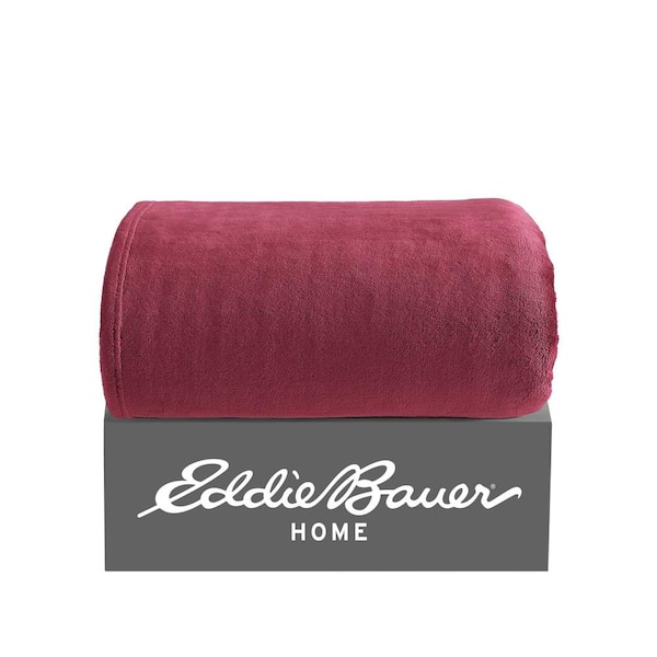 Eddie Bauer Solid Plush Red Microfiber Throw Blanket