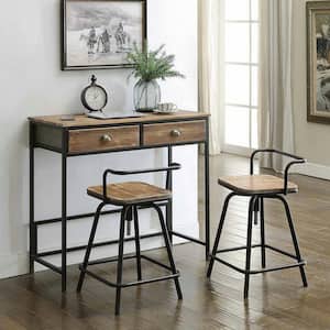 Urban Loft 3-Piece Natural Pine Breakfast Table and Two Swivel Stools