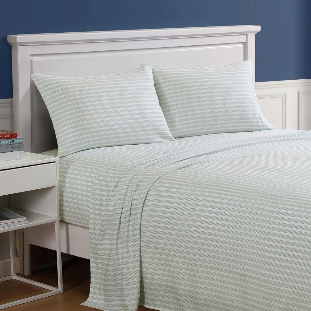 Beasley Stripe 4-Piece White/Sage Green Microfiber Queen Sheet Set price history on PriceWatchPro