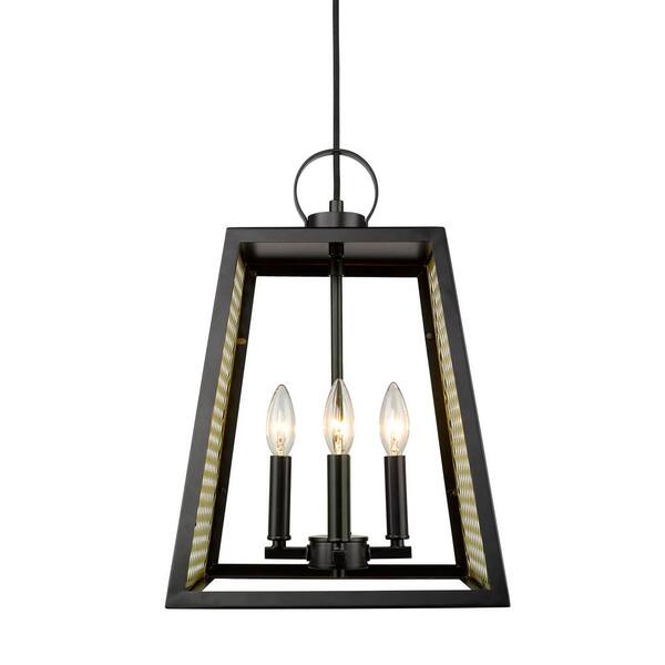 Golden Lighting Abbott 4-Light Black and Gold Pendant