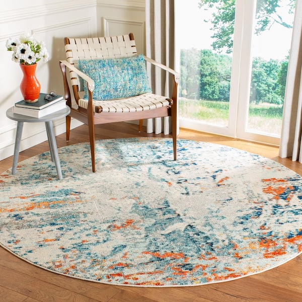 Madison Cream/Orange 9 ft. x 9 ft. Round Area Rug