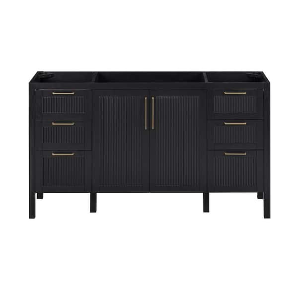 Luka 60 in. Bath Vanity Cabinet without Top in Black Oak Assembled