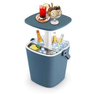 4 Gallon Portable Cooler Bar Table with Handle Bottle Opener & Lift Top Lid Blue