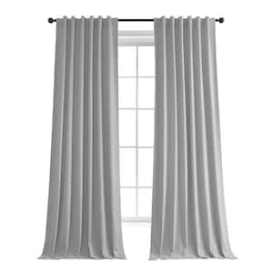 Silver Gray Lounge Embossed Velvet Curtains 50 in. W x 108 in. L Rod Pocket Room Darkening Curtain (Single Panel)