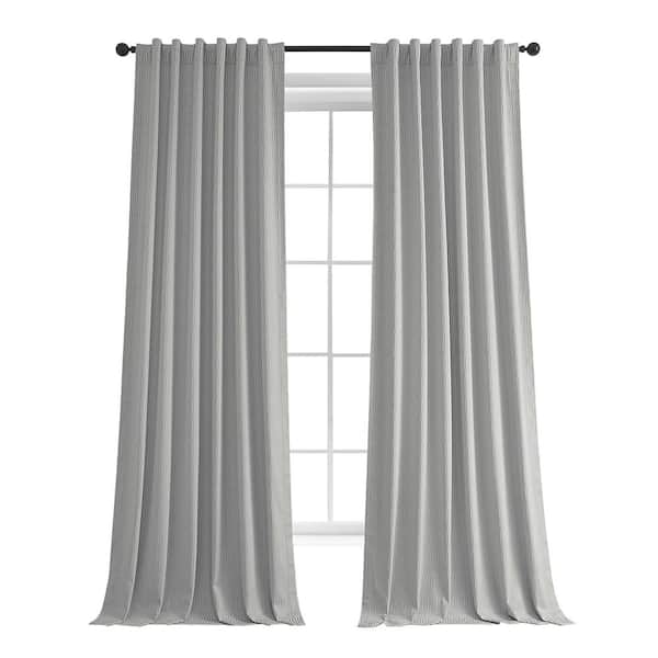 Exclusive Fabrics & Furnishings Silver Gray Lounge Embossed Velvet Curtains 50 in. W x 108 in. L Rod Pocket Room Darkening Curtain (Single Panel)