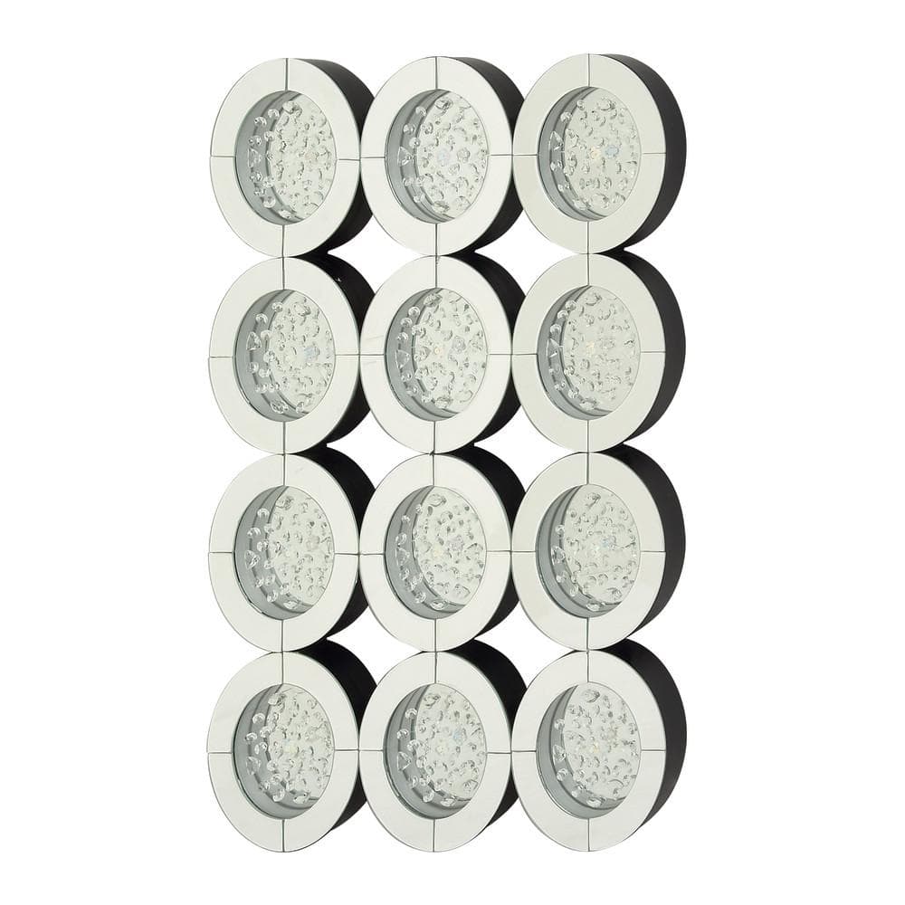 Luxe Reflections Silver Wood Wall Mirror with Crystal Accents 39" Round