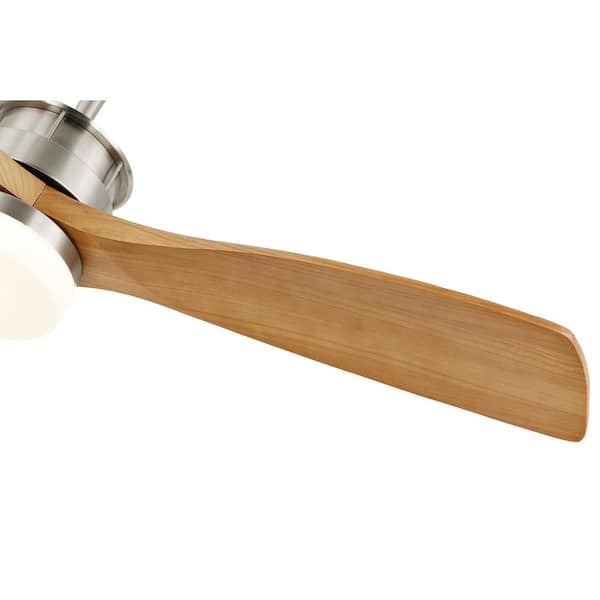 Novella 52in. LED Indoor Scandi Nickel Solid Wood 6-Speed Ceiling Fan With Light,Latest DC Motor and Remote Control