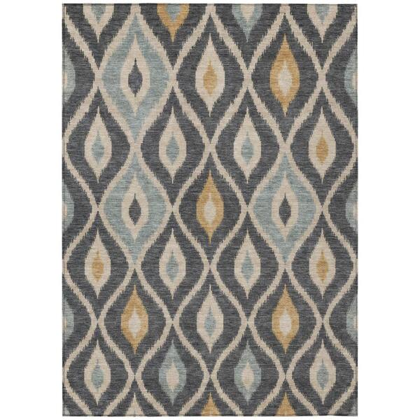 Chantille Machine Washable Indoor/Outdoor Abstract ACN3121 Charcoal 10 ft. x 14 ft. Area Rug