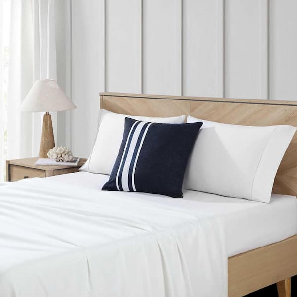 Sailor Harbor Navy Blue Polyester Slub 20x20 Square Throw Pillow