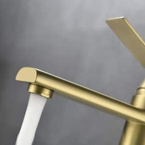 Single Handle Single-Hole Bathroom Faucet in Brushed Gold