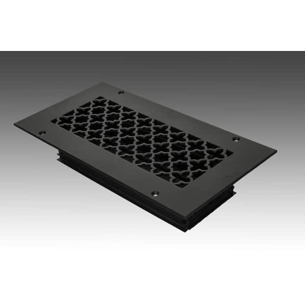 SteelCrest Victorian 10 in. x 4 in. Black Powder Coat Steel Wall Ceiling Vent with Opposed Blade Damper