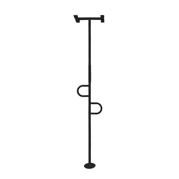 Double Handle Floor to Ceiling Grab Bar, Adjustable 7 ft. to 9ft.-6 in. Tall, Tension Mounted Transfer Pole in Black