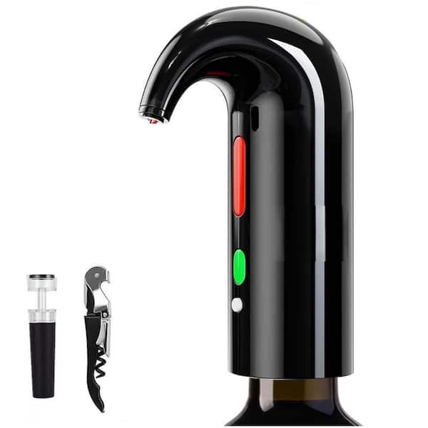 Black Electric Wine Aerator, Wine Dispenser,Aeration and Decanter Wine Pourer, 1-Button Aeration