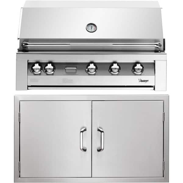 Unbranded 42 in. Built-In Natural Gas Grill in Stainless with Double Access Doors