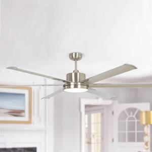 65 in. Integrated LED Indoor Brushed Nickel Ceiling Fan with Light and Remote Control