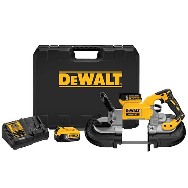 DEWALT 20V MAX XR Cordless Brushless Deep Cut Band Saw with (2) 20V 5.0Ah Batteries and Charger