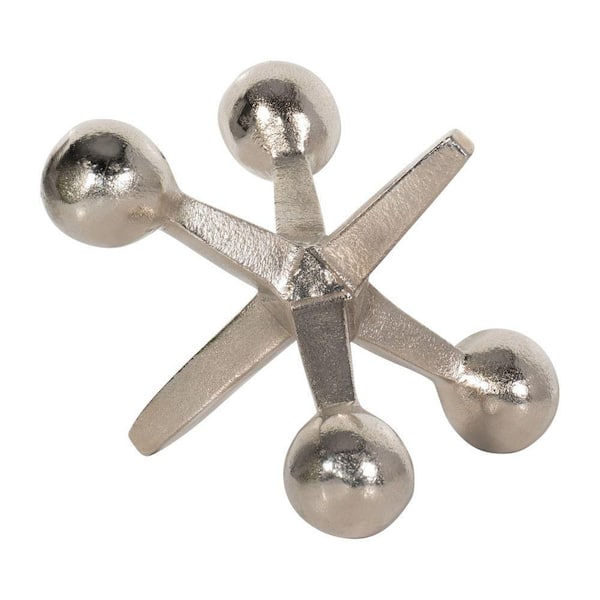 Silver 7 in. x 5 in. Metal Jacks Abstract Sculpture