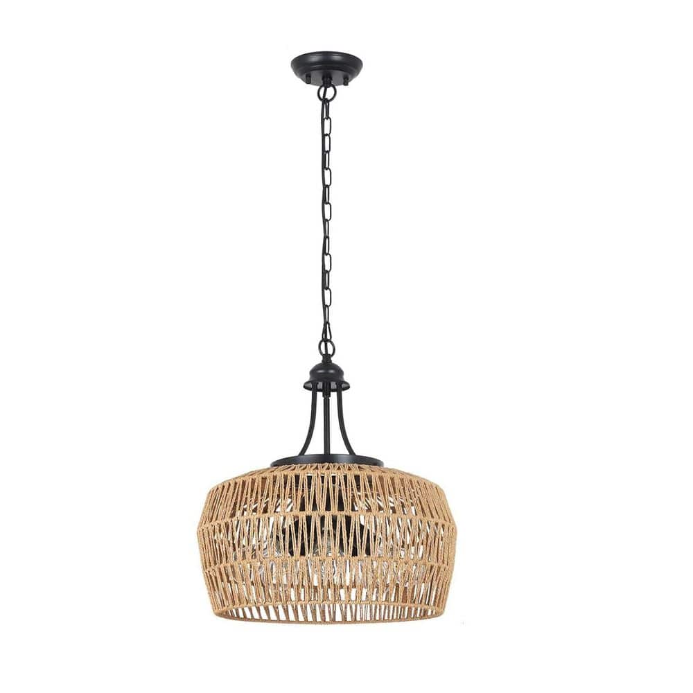 5 light Black Metal Rattan Boho Chandelier for Kitchen Island with Brown Wicker Lampshade and no bulbs included price history on PriceWatchPro