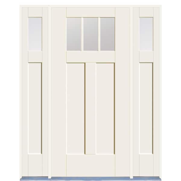 36 in. x 80 in. Alpine Left-Hand 3-Lite Clear Glass Fiberglass Prehung Front Door with Sidelites and 4-9/16 in. Frame