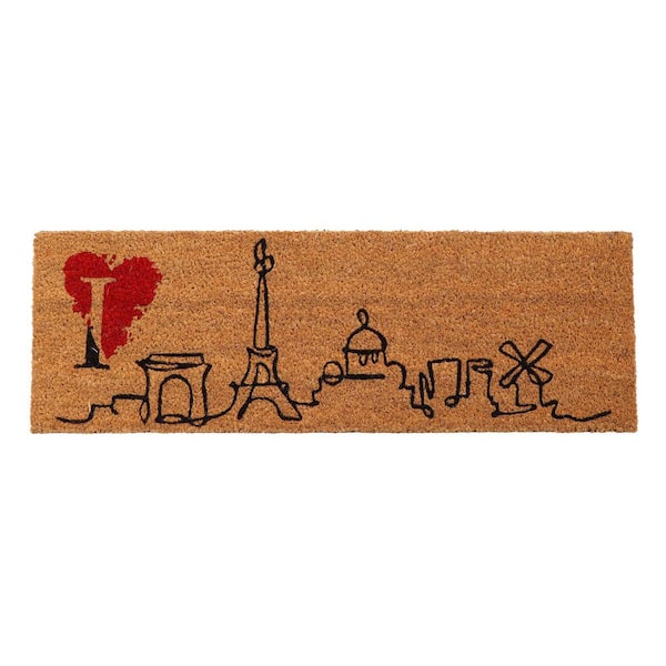 Unbranded Paris City Natural 10 in. x 30 in. Coco Long Sheltered Front Door Mat