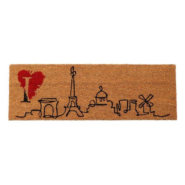 Unbranded Paris City Natural 10 in. x 30 in. Coco Long Sheltered Front Door Mat